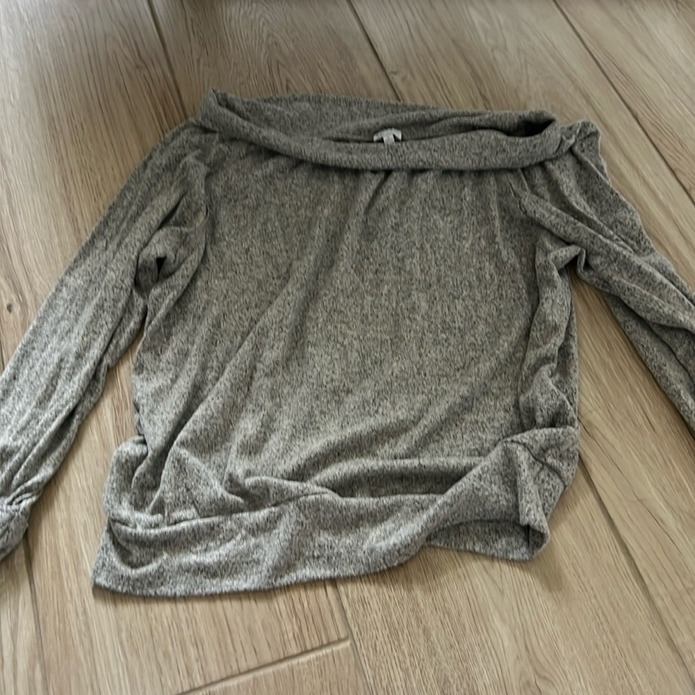 Gray Francesca’s x blue rain fold over sweater